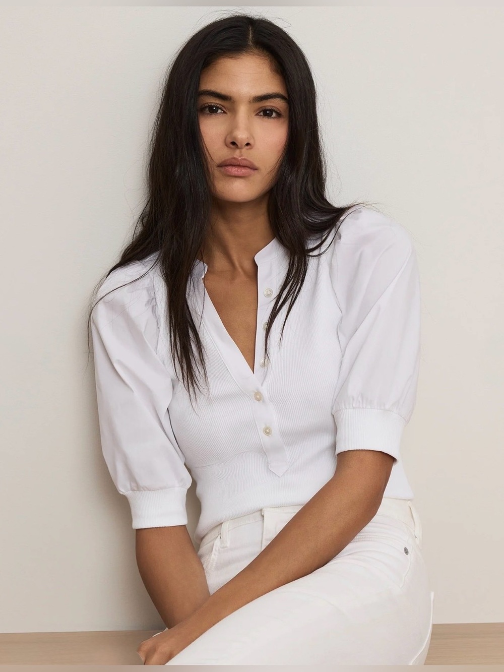 Veronica Beard Coralee Puff-Sleeve Top